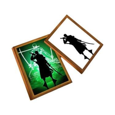 Imagem de One Piece Anime Zoro Luffy LED Night Light Pintura Moldura Decoração D
