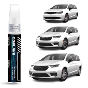 Imagem de COSLAKE Tinta de retoque de carro (branco brilhante (PW7/GW7)) para Chrysler, kit de reparo de arranhões de pintura de carro, solução rápida e fácil de reparar, caneta removedor de arranhões 2 em 1
