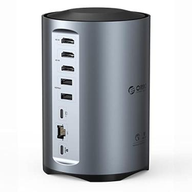 Imagem de ORICO Estação de ancoragem USB-C para monitor triplo com 3 portas HDMI, base de laptop USB C 15 em 1 para MacBook Pro M1/M2/Windows, 7 portas USB, Ethernet, PD de 100 W, leitor de cartão SD/TF, áudio