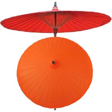 Imagem de Guarda-sol Redondo De 2m E, Guarda-sol De Oleado Artesanal Ao Ar Livre, Guarda-sol De Jardim De Bambu Clássico, Guarda-sol Portátil, Proteção Uv, à Prova De Chuva, Orange