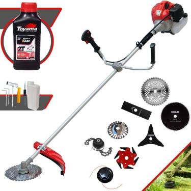 Imagem de Cortador de Grama Anmax CG520P 52cc 2,2HP C/ Carretel + Faca 2 Pontas, 3 Pontas, 6 Pontas, 40 Dentes, 80 Dentes, Trimmer e Escova de Aço + ÓLEO TOYAMA