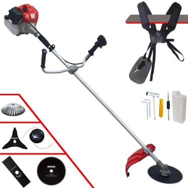 Imagem de Roçadeira Anmax À Gasolina CG520P-TB 2T 52cc 2,2HP 10.000rpm Com Lâmina Facão + Lâmina 3 Pontas + Lâmina 80 Dentes + Disco Escova de Aço + Carretel