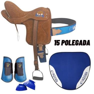 Imagem de Sela Semi Profissional Vaquejada Cavalo em Couro manta caneleira - sel