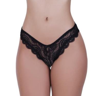 Imagem de Calcinha de Renda Tanga Elástico Lingerie Confortável - c3 JÚLIA - TER