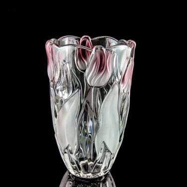 Imagem de Vaso de flores de vidro de 23,5 cm de altura, vasos de cristal exclusivos para mesas centrais, vasos grandes vintage e em forma de tulipa para presentes de Natal e Ação de Graças.