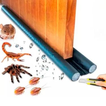 Imagem de Veda Porta Protetor Para Casa Escritório Ajustável Sem Costura Contra Inseto Impermeável 90cm Preto