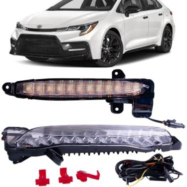 Imagem de Prefer Warehouse Par de luz de neblina LED branca de duas cores DRL âmbar sinal de seta TSL + fiação compatível com Toyota Corolla SE XSE 2020-2023 substitui 812B012010 812A012010 TO2562105 TO2563105