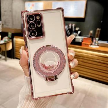 Imagem de MVVKKY para Samsung S24 Plus Quicksand Bracket Case Airbag Plating Cover (para Samsung S24 Plus/Rosa)