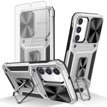 Imagem de Asuwish Capa de telefone para Samsung Galaxy S23 Plus S23+ 5G com capa de câmera deslizante de vidro temperado protetor de tela suporte de anel protetor de celular S23plus 23S + S 23 23+ SM-S916U 16.8