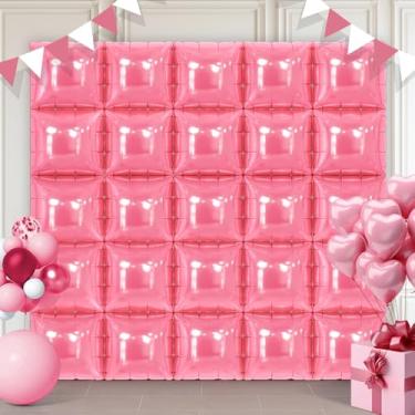Imagem de Balloon Arch Backdrop Square Foil Balloon Wall 25 Pcs Double Sided Square Balloon Backdrop Wall for Graduation Birthday Baby Shower Bridal Shower Party Arch Decorations(Pink)