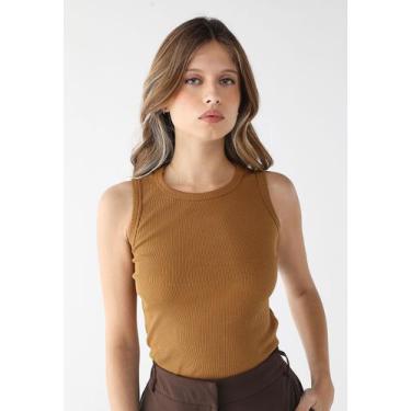 Imagem de Blusa Feminina Básica Regata Ribana Algodão Premium - Levosch, Mostard