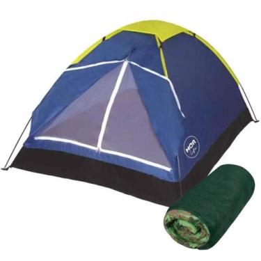 Imagem de Barraca Iglu para Camping Azul 2 Pessoas com Colchonete Estampa Camufl