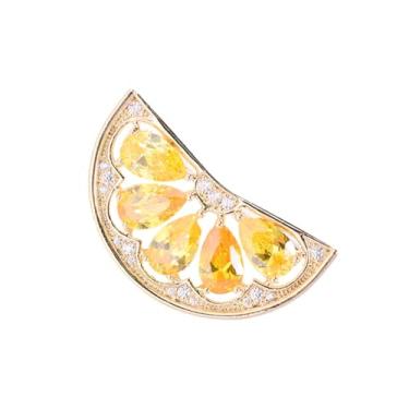 Imagem de QLUYCKW Broche de frutas para mulheres delicado moda esmalte fruta folha verde cereja morango limão banana strass broche festa de aniversário mochila roupas charme acessórios joias, Medium, Liga de