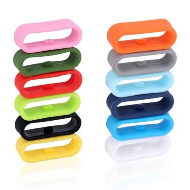 Imagem de 12 Peças Anéis de Silicone para Magic Band+ e 2.0 e Mais, Suporte Segurança com Presilha Clipes de Acessórios Protetores Compatíveis com Magic Band+ e 2.0 e Mais (12 Cores)