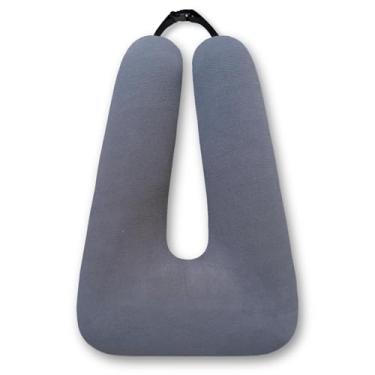 Imagem de FHSGGP Travesseiro de viagem, carro, carro, sono, para adultos e crianças, em viagens rodoviárias, esponja, almofada de viagem infantil, oferece suporte para corpo e cabeça, cinza