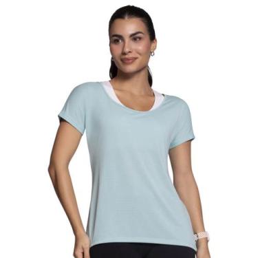 Imagem de Camiseta Fitness Manga Curta Selene 20860 002 DryFit, Azul claro, GG