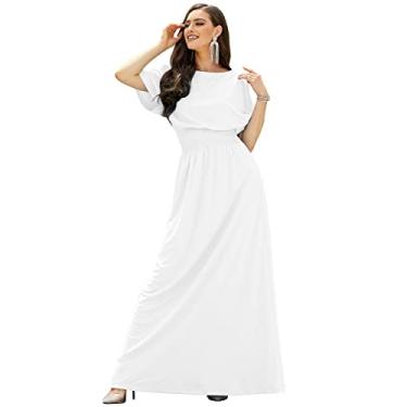 Imagem de KOH KOH Vestido longo longo feminino com mangas divididas, Branco, G