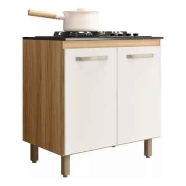 Imagem de Balcão Para Cooktop 4 ou 5 Bocas Armário Multiuso de Cozinha 80cm Com 