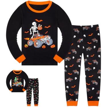 Imagem de HONGTEYA Roupas infantis de algodão para meninos e meninas tamanho 3-7 anos, Carro laranja Halloween, 4 Anos