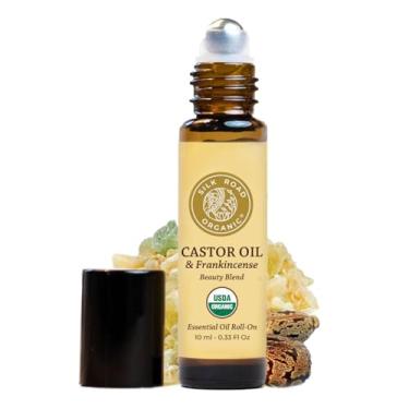 Imagem de Silk Road Organic Óleo essencial de rícino e olíbano para enrolar sob os olhos, 100% puro, certificado USDA, livre de hexano para rugas faciais, olheiras, olhos inchados, antienvelhecimento – Rolo de