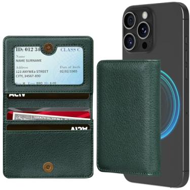 Imagem de LOHASIC Carteira magnética para celular compatível com MagSafe, serve para mais de 10 cartões com bloqueio de RFID, carteira de couro PU para iPhone 16/15/14/13/12 Pro Max Plus 6.7 17.5 cm, verde,