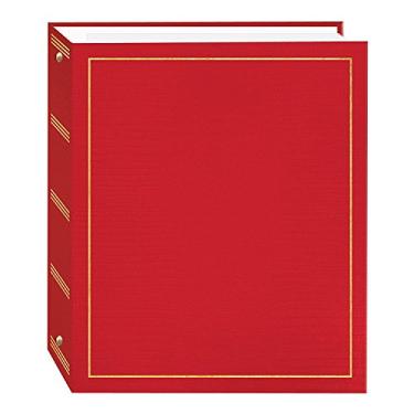Imagem de Álbum de fotos magnético autoadesivo com 3 anéis, 100 páginas (50 folhas), vermelho