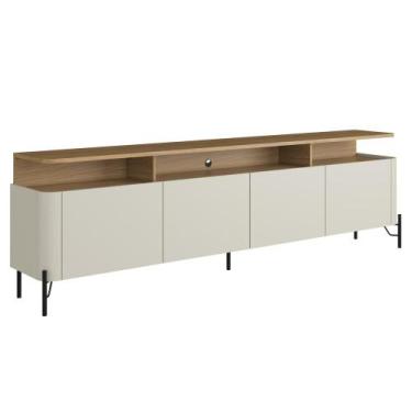 Imagem de Rack Para Sala de Estar TV 75 Pol 4 Portas 220cm Pés Preto Clio I03 Lo