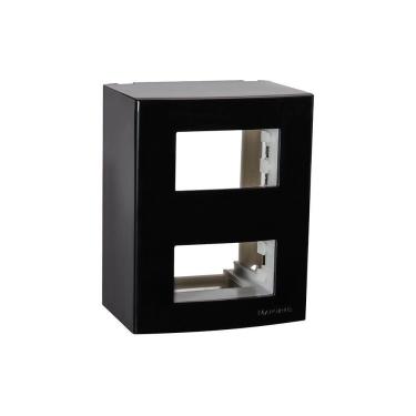 Imagem de Caixa De Sobrepor Com Suporte Margirius Sleek 75x95 Para 2 Módulos Distanciados Preto E...