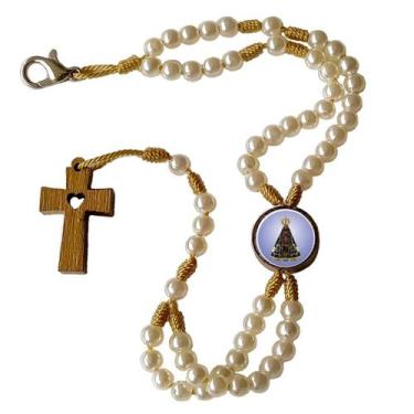Imagem de Terço Pulseira Nossa Senhora Aparecida Perolado - Coração de Maria, Be