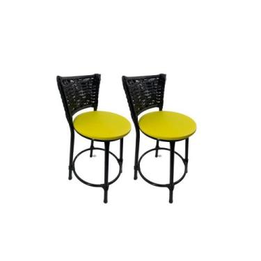 Imagem de Kit 2 banqueta baixa junco cozinha gourmet americana bistrô - FortMix,