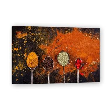 Imagem de NHLDZYH Tela decorativa cozinha, arte vintage especiarias coloridas, arte de parede quadros para sala de estar quarto cozinha. (Condimento 50) 70 x 105 cm, moldura interior