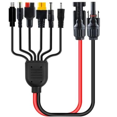 Imagem de Leehitech Kit conector adaptador de painel solar 6 em 1, divisor de cabo de extensão de carga solar 16AWG para XT60 Anderson DC7909 DC6530 DC35135 DC5521 para estação de energia portátil, gerador