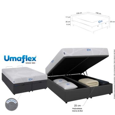 Imagem de Conjunto Queen com Colchão Fit Firm D33 Enrolado a Vácuo + Cama Baú Bipartida 158x198cm - Conforto Estilo e Praticidade