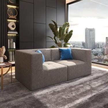 Imagem de Sofá Modular 2 Lugares em Suede  Design Estilo Togo Moderno e Confortá