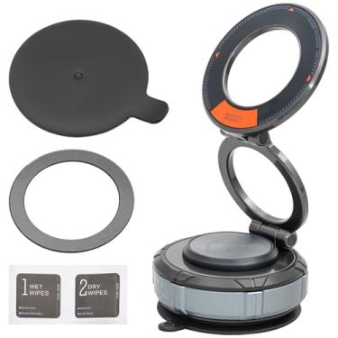 Imagem de Suporte magnético a vácuo de telefone para carro 360° ajustável suporte magnético para telefone 180° dobrável a vácuo forte ímã N52 suporte de smartphone para carro para veículos