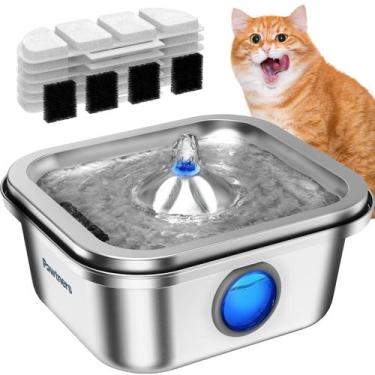 Imagem de Fonte de água Cat Pawtners em aço inoxidável 3,5 L com 6 filtros