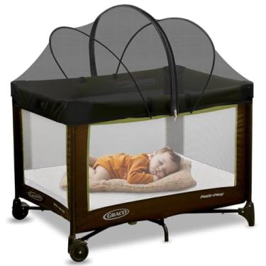 Imagem de Capa Pack and Play – Capa de mosquiteiro para embalar e brincar/berço de viagem/mini berço/cercadinho para manter os gatos fora – Rede mosquiteira respirável para bebês com zíper bidirecional