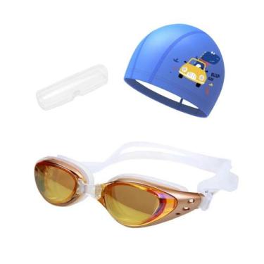 Imagem de Kit Óculos, Estojo e Touca de Natação Infantil Hero Band, Champanhe az