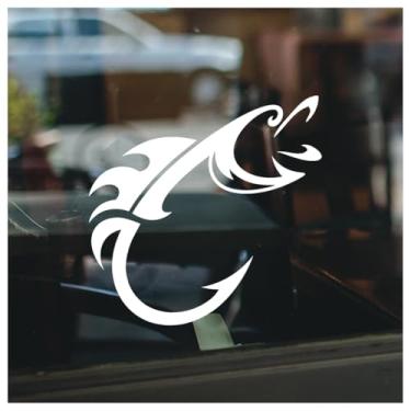 Imagem de Adesivo de gancho de peixe pulando peixe e anzol de pesca vinil impermeável para carro, caminhão, SUV, barco, caiaque, caixa de equipamentos, refrigerador, acessórios para equipamentos de pesca ao ar