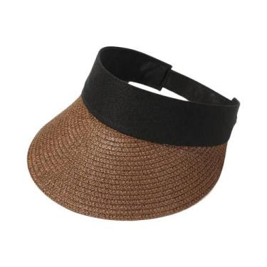 Imagem de Chapéu De Sol Feminino Dobrável De Aba Larga De Palha Enrolável Para V