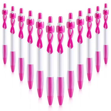 Imagem de 12 canetas esferográficas de conscientização do câncer de ovário com tinta preta, fitas, acessórios de conscientização do câncer de mama, lembrancinhas de festa, presentes para mulheres enfermeiras