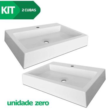 Imagem de Kit 2 Cubas De Apoio Banheiro Sobrepor Retangular Rubi - BELTEMPO