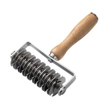 Imagem de Bothyi Rolo de Corte de Massa Treliçada, Ferramenta de Corte de Roda de aço Inoxidável Antiderrapante, Cabo de Madeira para Pães de Rede de Pesca