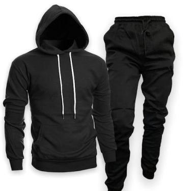 Imagem de Kit Blusa Moletom Flanelada + Calça Jogger Jeans Masculino Liso 25 - I