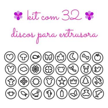 Imagem de Kit com 32 discos extrusora biscuit e pasta americana - confeitaria do