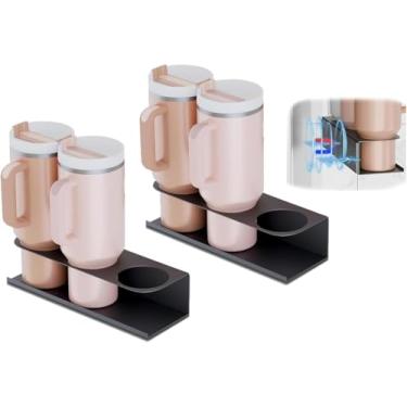 Imagem de Koisgg Porta-copos magnético para geladeira – Organize seu copo Stanley, garrafas de água e copos com este rack de armazenamento de geladeira (pacote com 2)