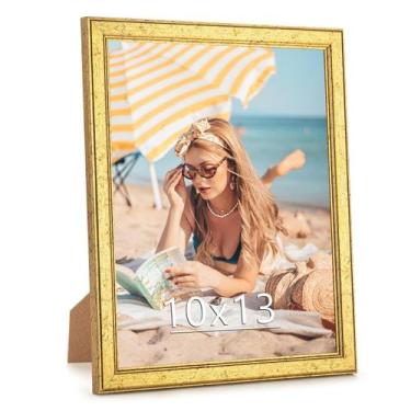 Imagem de Porta-retratos MOUDAMION Wood 25x33cm dourado com acrílico