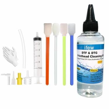 Imagem de Cop Rose Limpador de cabeça de impressora limpeza DTF removedor líquido remover tinta entupida arruela de lavagem jato de tinta bico de impressão kit de solução de limpeza conjunto de ferramentas de