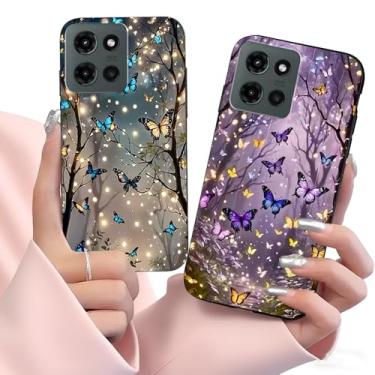 Imagem de B-wishy Pacote com 2 capas bonitas e elegantes com glitter de borboleta para Motorola Moto G Power 2025 Slim Soft TPU Capa protetora de luxo à prova de choque para adultos mulheres meninas para Moto G