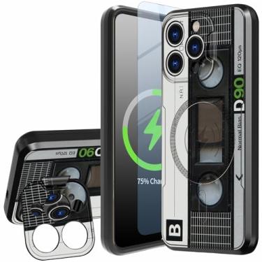 Imagem de Capa para iPhone 16 Pro Max com protetor de tela, compatível com Magsafe, capa magnética para iPhone 16 Pro Max com proteção completa atualizada da câmera e fita cassete ajustável